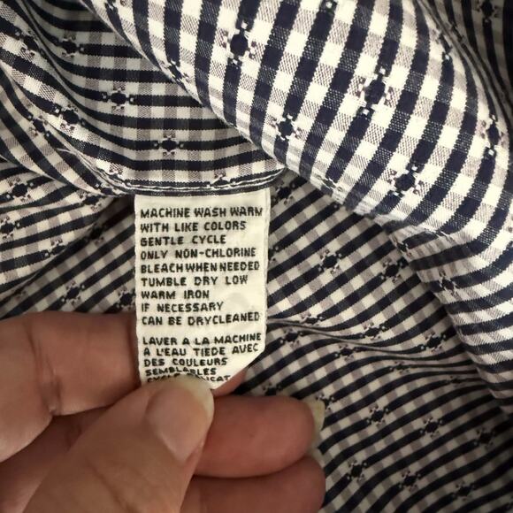 Tommy Bahama Blue White Checked Gingham Button Down L/S Shirt MEDIUM - Picture 6 of 8